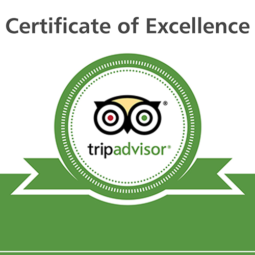 TripAdvisor CErtificate of Excellence